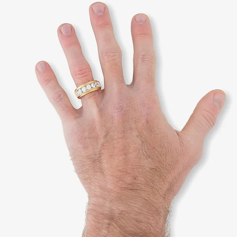 (H-I / I1) Mens 1 1/2 CT. T.W. Lab Grown White Diamond 10K Gold Wedding Band