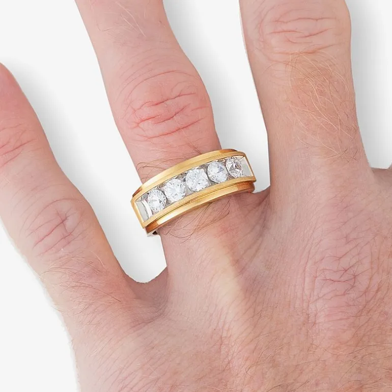 (H-I / I1) Mens 1 1/2 CT. T.W. Lab Grown White Diamond 10K Gold Wedding Band