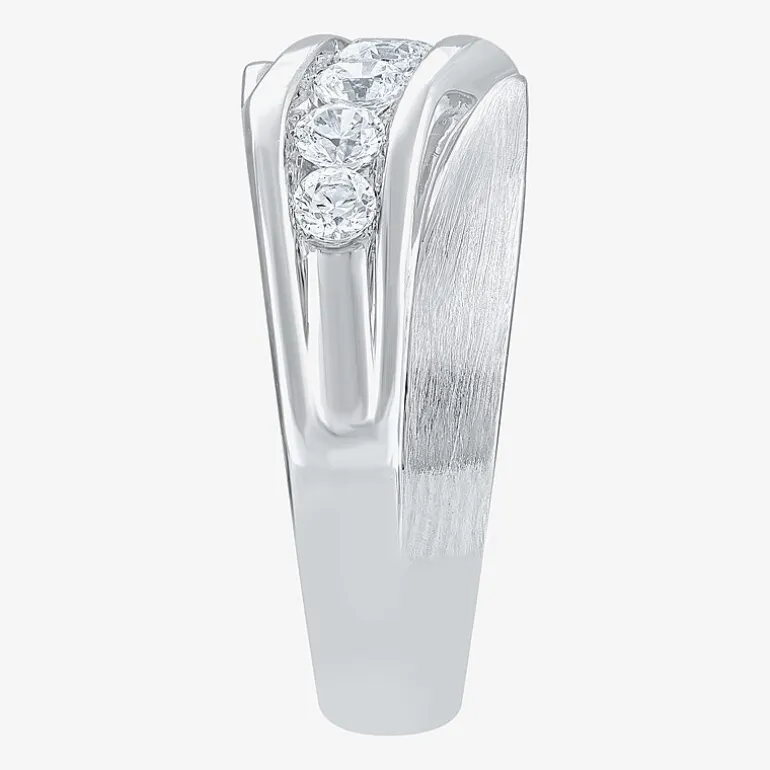 (H-I / I1) Mens 5MM 1 CT. T.W. Lab Grown White Diamond 10K Gold Wedding Band