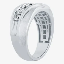 (H-I / I1) Mens 5MM 1 CT. T.W. Lab Grown White Diamond 10K Gold Wedding Band