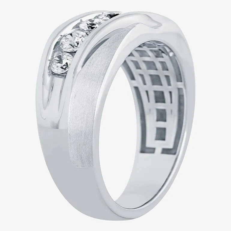 (H-I / I1) Mens 5MM 1 CT. T.W. Lab Grown White Diamond 10K Gold Wedding Band