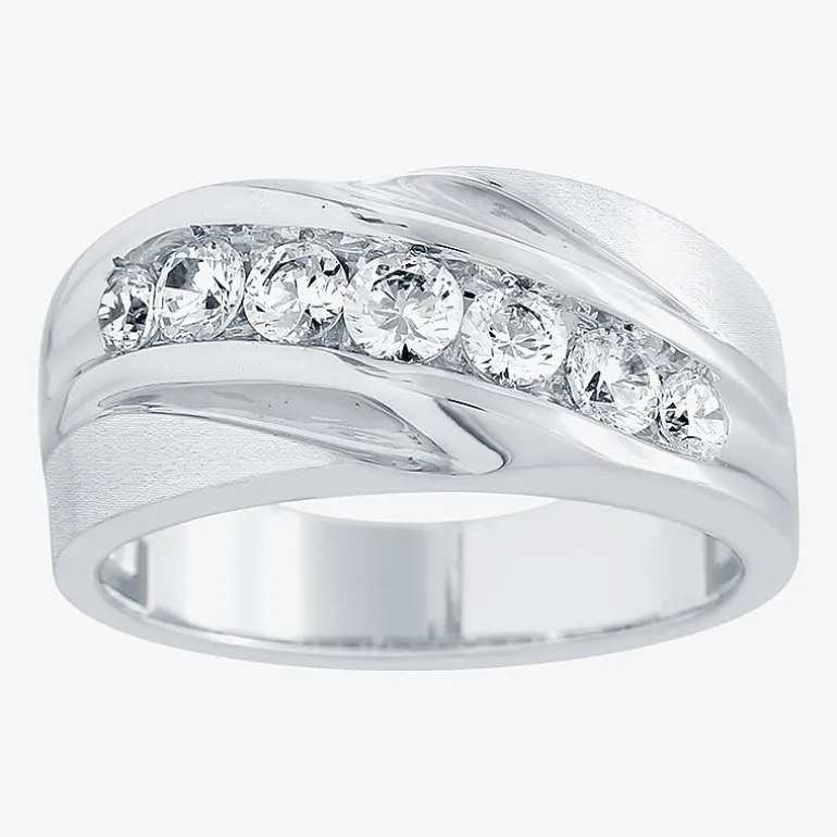 (H-I / I1) Mens 5MM 1 CT. T.W. Lab Grown White Diamond 10K Gold Wedding Band