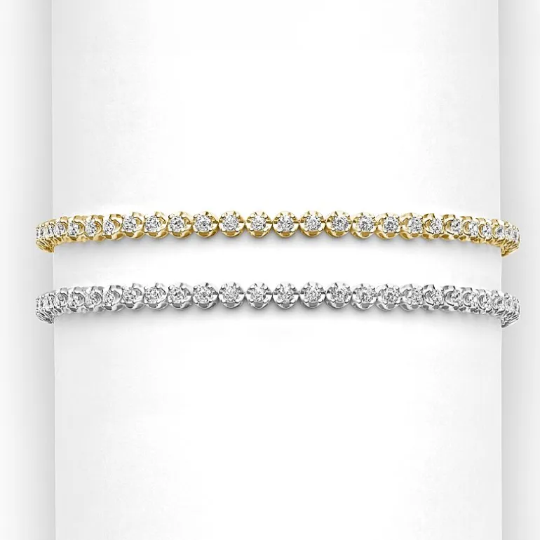 (H-I/ I1) Womens 2 CT. T.W. Lab Grown White Diamond 10K Gold 7.25 Inch Tennis Bracelet