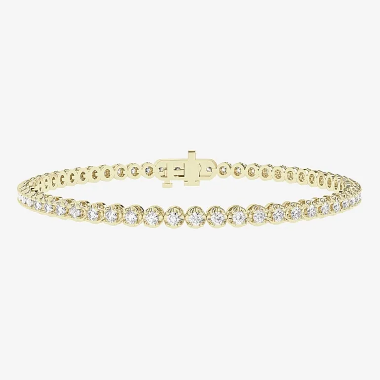 (H-I/ I1) Womens 2 CT. T.W. Lab Grown White Diamond 10K Gold 7.25 Inch Tennis Bracelet