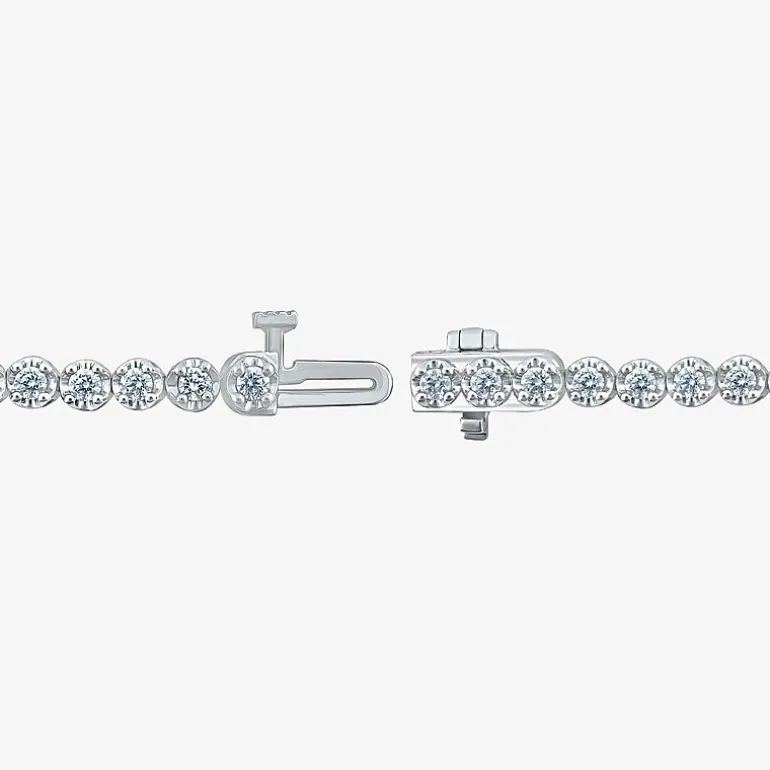 (H-I/ I1) Womens 2 CT. T.W. Lab Grown White Diamond 10K Gold 7.25 Inch Tennis Bracelet