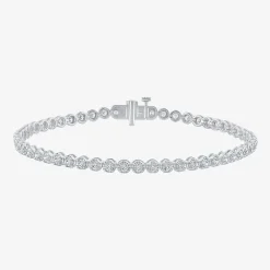 (H-I/ I1) Womens 2 CT. T.W. Lab Grown White Diamond 10K Gold 7.25 Inch Tennis Bracelet
