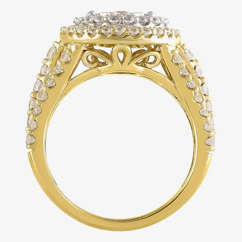 (H-I / I1) Womens 2 CT. T.W. Lab Grown White Diamond 10K Gold 10K White Gold Pear Halo Cocktail Ring