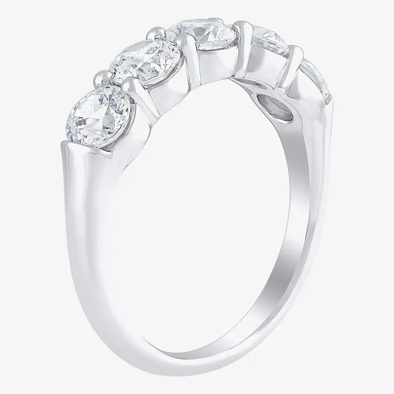 (H-I / I1) Womens 2 CT. T.W. Lab Grown White Diamond 10K Gold 5-Stone Anniversary Band