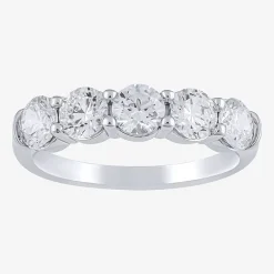 (H-I / I1) Womens 2 CT. T.W. Lab Grown White Diamond 10K Gold 5-Stone Anniversary Band