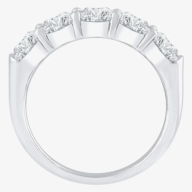 (H-I / I1) Womens 2 CT. T.W. Lab Grown White Diamond 10K Gold 5-Stone Anniversary Band