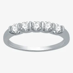 (H-I / I1) Womens 1/2 CT. T.W. Lab Grown White Diamond 10K Gold 5-Stone Anniversary Band