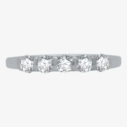 (H-I / I1) Womens 1/2 CT. T.W. Lab Grown White Diamond 10K Gold 5-Stone Anniversary Band