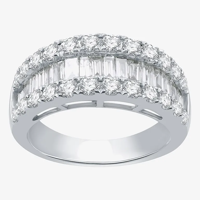 (H-I / I1) Womens 2 CT. T.W. Lab Grown White Diamond 10K Gold Anniversary Wedding Band