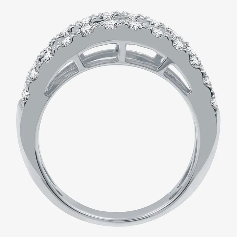 (H-I / I1) Womens 2 CT. T.W. Lab Grown White Diamond 10K Gold Anniversary Wedding Band