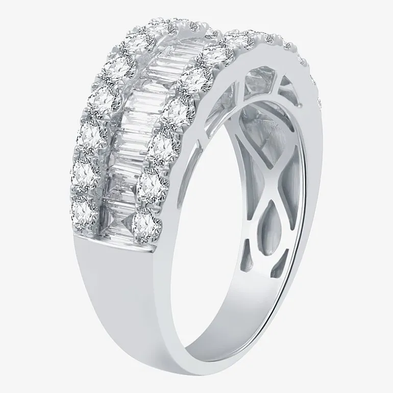 (H-I / I1) Womens 2 CT. T.W. Lab Grown White Diamond 10K Gold Anniversary Wedding Band