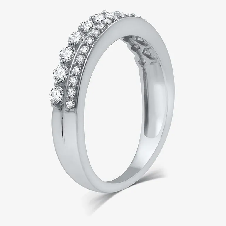 (H-I / I1) Womens 1/2 CT. T.W. Lab Grown White Diamond 10K Gold Anniversary Wedding Band
