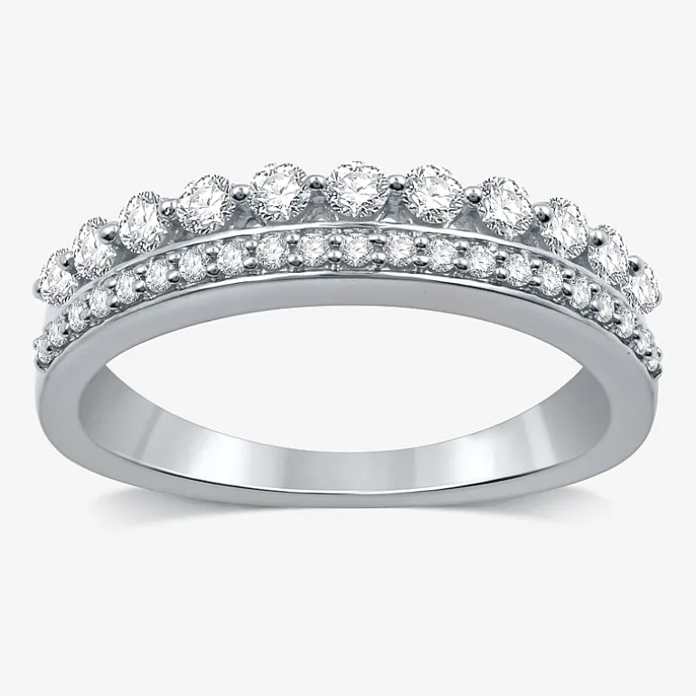(H-I / I1) Womens 1/2 CT. T.W. Lab Grown White Diamond 10K Gold Anniversary Wedding Band