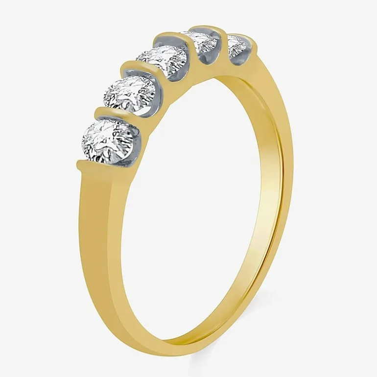 (H-I / I1) Womens 1/2 CT. T.W. Lab Grown White Diamond 10K Gold 5-Stone Anniversary Band