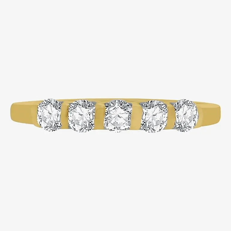 (H-I / I1) Womens 1/2 CT. T.W. Lab Grown White Diamond 10K Gold 5-Stone Anniversary Band
