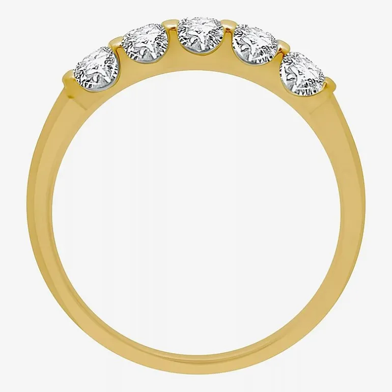(H-I / I1) Womens 1/2 CT. T.W. Lab Grown White Diamond 10K Gold 5-Stone Anniversary Band