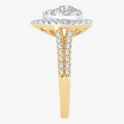 (H-I / I1) Womens 1 CT. T.W. Lab Grown White Diamond 10K or 14K Gold Pear Side Stone Halo Engagement Ring