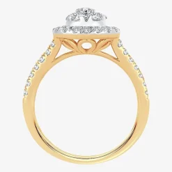 (H-I / I1) Womens 1 CT. T.W. Lab Grown White Diamond 10K or 14K Gold Pear Side Stone Halo Engagement Ring