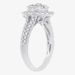 (H-I / I1) Womens 1 CT. T.W. Lab Grown White Diamond 10K or 14K Gold Pear Side Stone Halo Engagement Ring