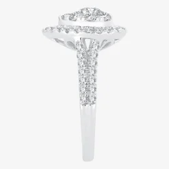 (H-I / I1) Womens 1 CT. T.W. Lab Grown White Diamond 10K or 14K Gold Pear Side Stone Halo Engagement Ring