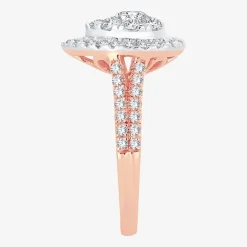 (H-I / I1) Womens 1 CT. T.W. Lab Grown White Diamond 10K or 14K Gold Pear Side Stone Halo Engagement Ring