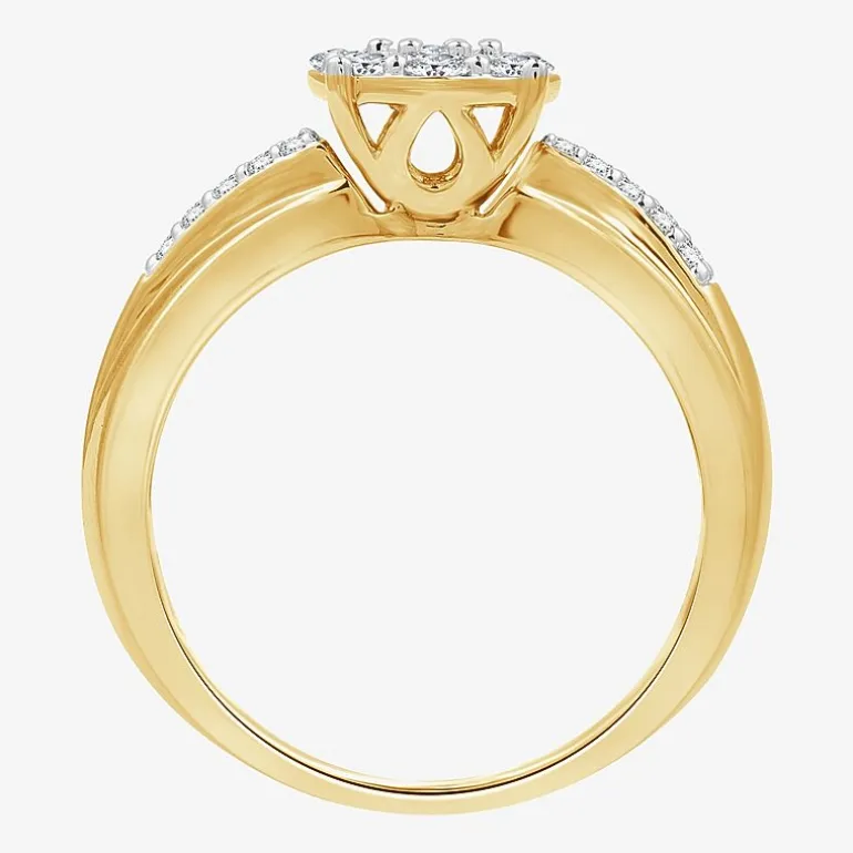 (H-I / I1) Womens 1/2 CT. T.W. Lab Grown White Diamond 14K Gold Over Silver Side Stone Bridal Set