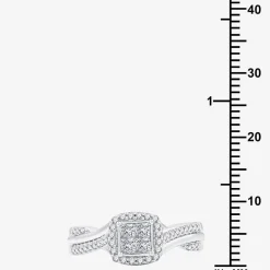 H -I/ I1 Womens 1/2 CT. T.W. Lab Grown White Diamond Sterling Silver Side Stone Halo Bridal Set