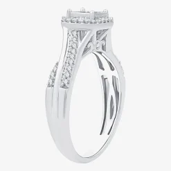 H -I/ I1 Womens 1/2 CT. T.W. Lab Grown White Diamond Sterling Silver Side Stone Halo Bridal Set