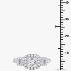 (H-I / I1) Womens 1 1/2 CT. T.W. Lab Grown White Diamond Sterling Silver Side Stone Engagement Ring