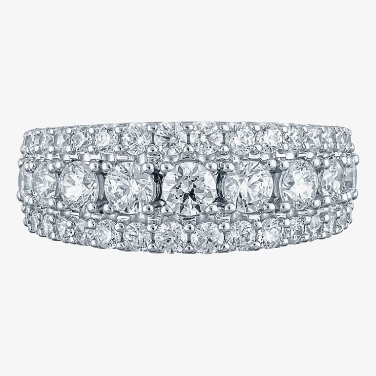 (H-I / I1) Womens 2 CT. T.W. Lab Grown White Diamond 10K Gold Anniversary Band