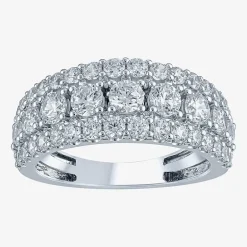 (H-I / I1) Womens 2 CT. T.W. Lab Grown White Diamond 10K Gold Anniversary Band