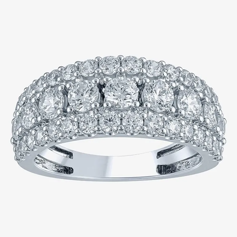 (H-I / I1) Womens 2 CT. T.W. Lab Grown White Diamond 10K Gold Anniversary Band
