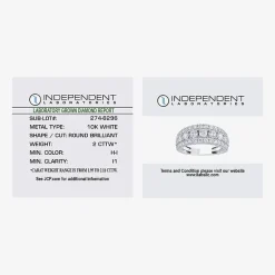(H-I / I1) Womens 2 CT. T.W. Lab Grown White Diamond 10K Gold Anniversary Band