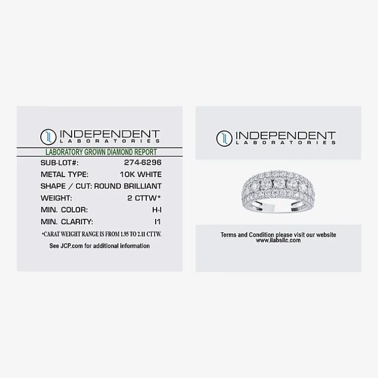 (H-I / I1) Womens 2 CT. T.W. Lab Grown White Diamond 10K Gold Anniversary Band