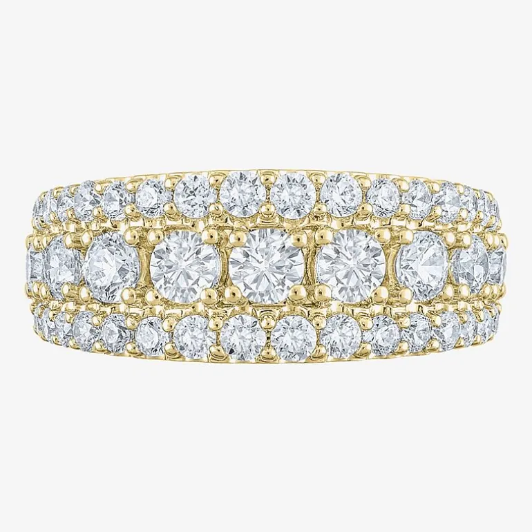 (H-I / I1) Womens 2 CT. T.W. Lab Grown White Diamond 10K Gold Anniversary Band