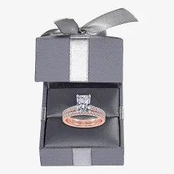 (H-I / Si2-I1) Womens 1 1/2 CT. T.W. Lab Grown White Diamond 10K Gold Rectangular Side Stone Bridal Set