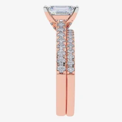(H-I / Si2-I1) Womens 1 1/2 CT. T.W. Lab Grown White Diamond 10K Gold Rectangular Side Stone Bridal Set