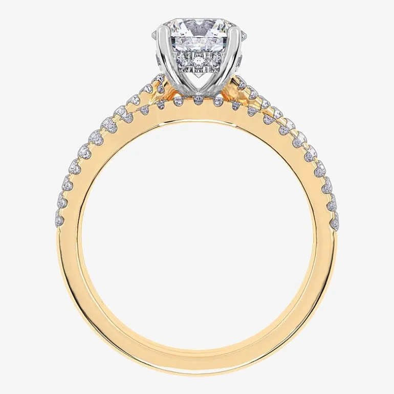 (H-I / Si2-I1) Womens 1 1/2 CT. T.W. Lab Grown White Diamond 10K Gold Round Side Stone Bridal Set