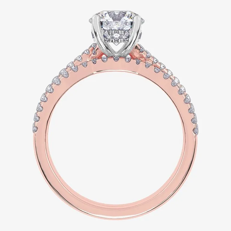 (H-I / Si2-I1) Womens 1 1/2 CT. T.W. Lab Grown White Diamond 10K Gold Round Side Stone Bridal Set