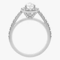 (H-I / Si2-I1) Womens 1 3/4 CT. T.W. Lab Grown White Diamond 10K Gold Pear Side Stone Halo Bridal Set