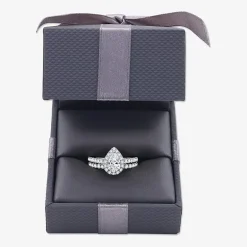 (H-I / Si2-I1) Womens 1 3/4 CT. T.W. Lab Grown White Diamond 10K Gold Pear Side Stone Halo Bridal Set