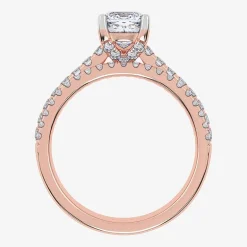 (H-I / Si2-I1) Womens 1 1/2 CT. T.W. Lab Grown White Diamond 10K Gold Cushion Side Stone Bridal Set