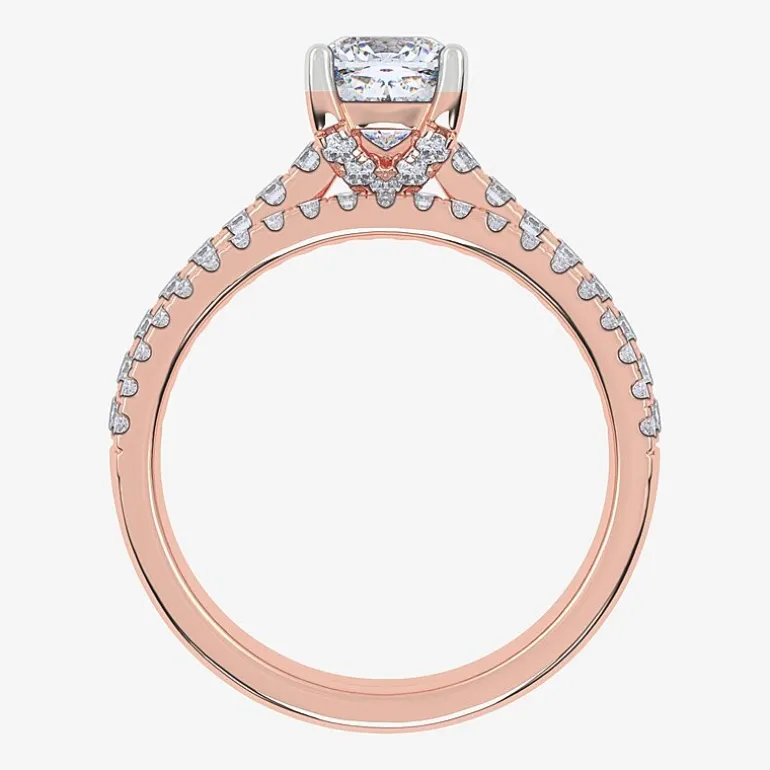 (H-I / Si2-I1) Womens 1 1/2 CT. T.W. Lab Grown White Diamond 10K Gold Cushion Side Stone Bridal Set