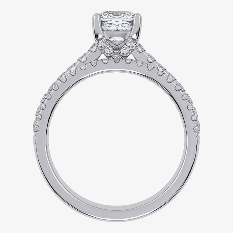 (H-I / Si2-I1) Womens 1 1/2 CT. T.W. Lab Grown White Diamond 10K Gold Cushion Side Stone Bridal Set