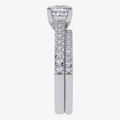 (H-I / Si2-I1) Womens 1 1/2 CT. T.W. Lab Grown White Diamond 10K Gold Cushion Side Stone Bridal Set
