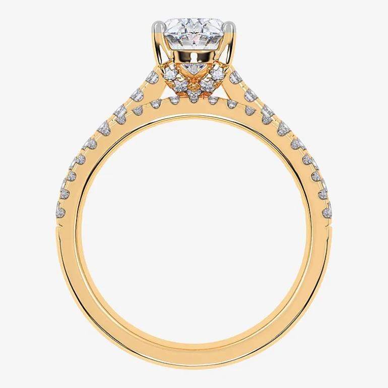 (H-I / Si2-I1) Womens 1 1/2 CT. T.W. Lab Grown White Diamond 10K or 14K Gold Oval Side Stone Bridal Set